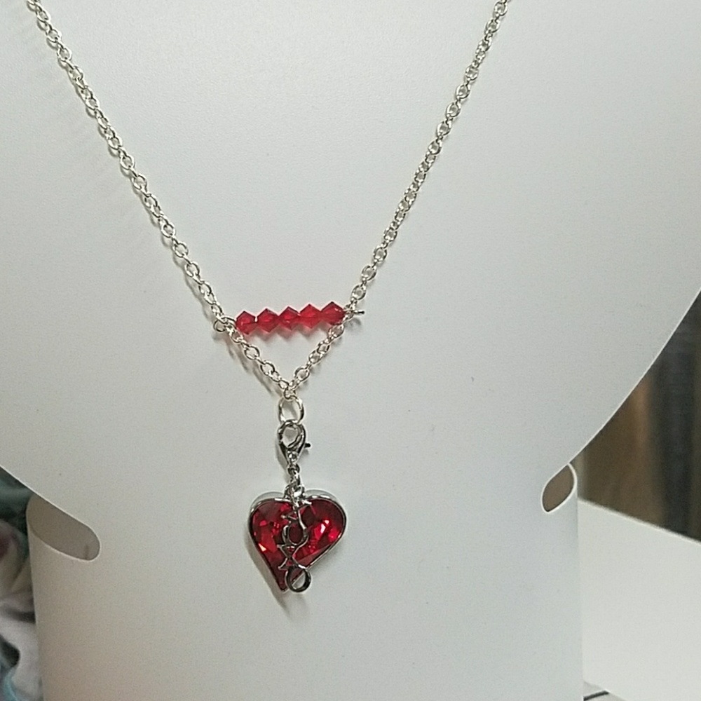 Swarovski Crystal heart charm and bicone bead